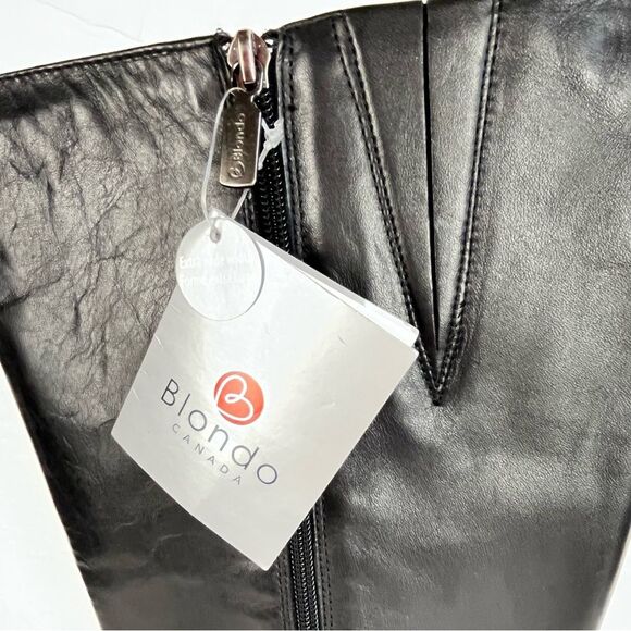 Blondo NWT Black Waterproof Leather & Natural Rubber Sole Riding Boots Sz 6.5WW - Picture 10 of 16